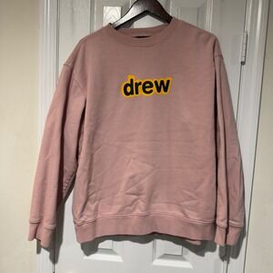 Drew House Logo Crewneck Sweatshirt Pink Cotton Pullover M